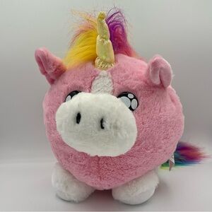 NWOT Ideal Toys Direct Pink/Rainbow Magical Unicorn Plush Toy 14x14